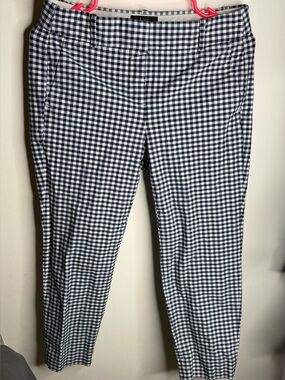 J. Crew Cameron Gingham Pants in Navy and White